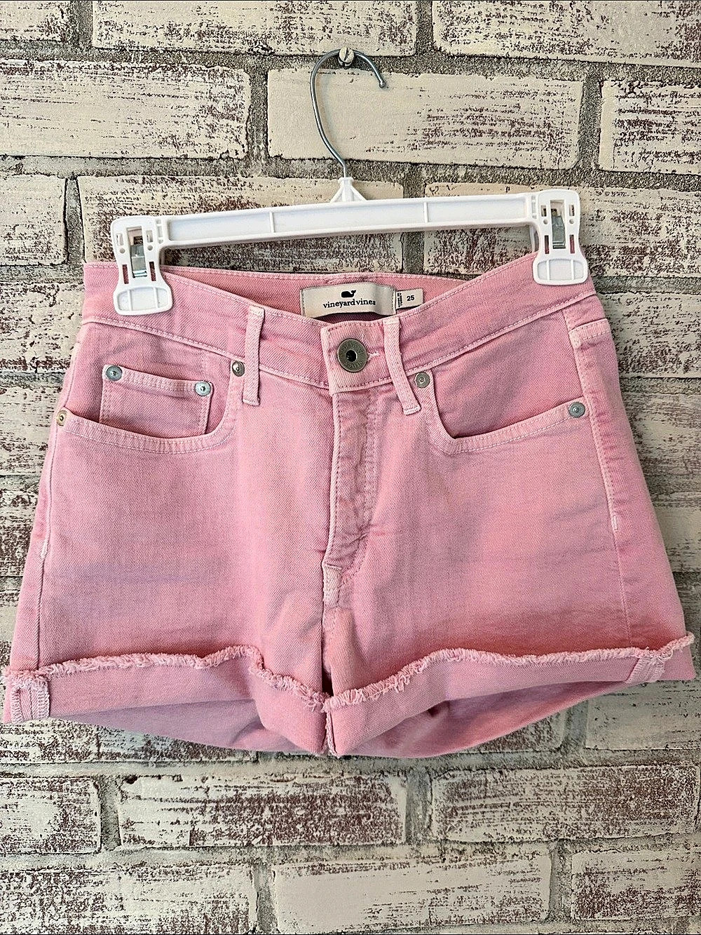 Vineyard Vines Pink Frayed Jean Shorts